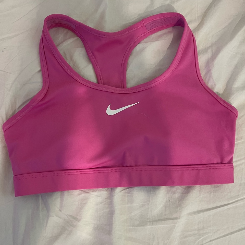 Nike Swoosh Medium Support Padded Sports Bra | Playful Pink/White | S